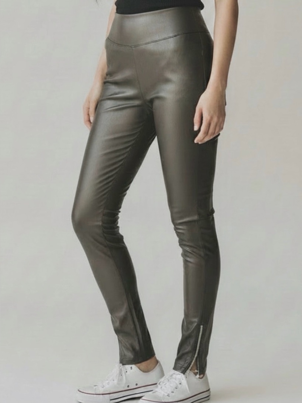 Yummie Faux Leather Leggings With Zipper Ankle